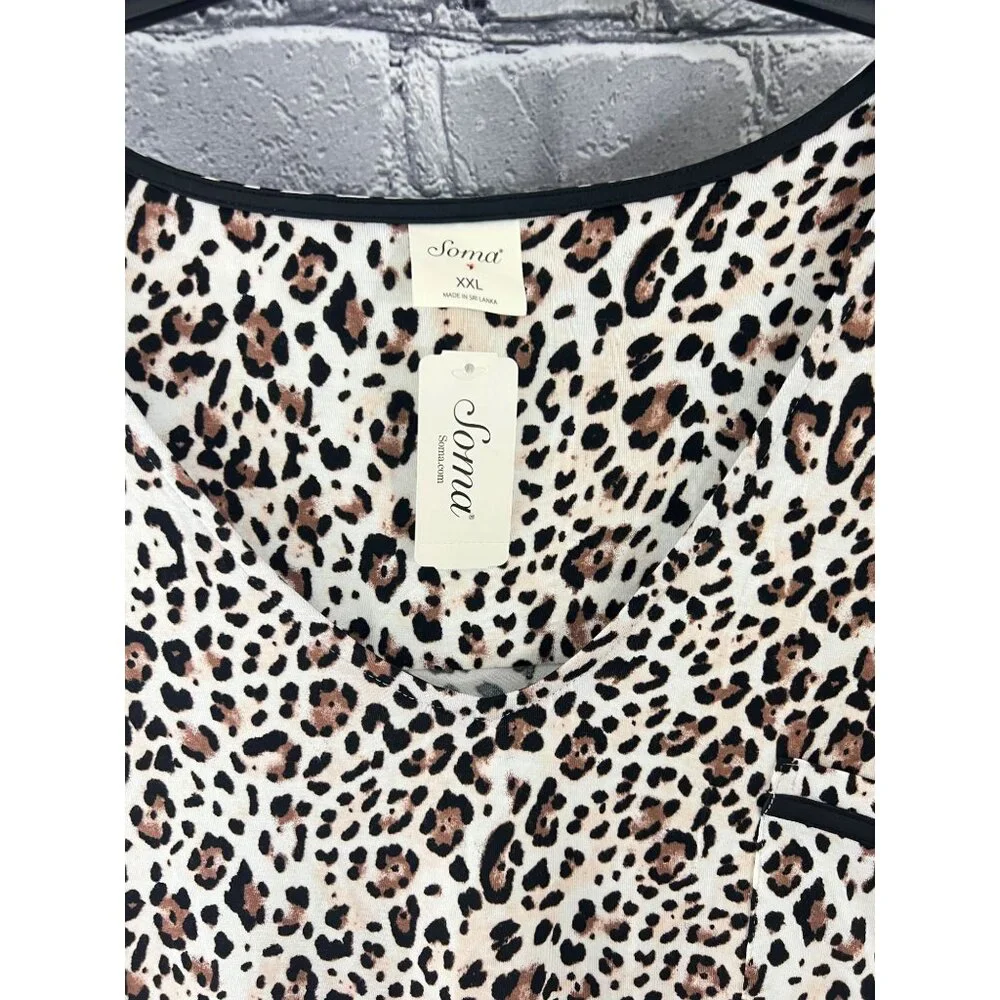 Soma Cool Nights Long Sleep Shirt Jaguar Mini Nutmeg XXL Animal Print Nightgown - Picture 5 of 7